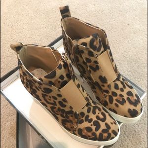 Leopard wedge sneakers